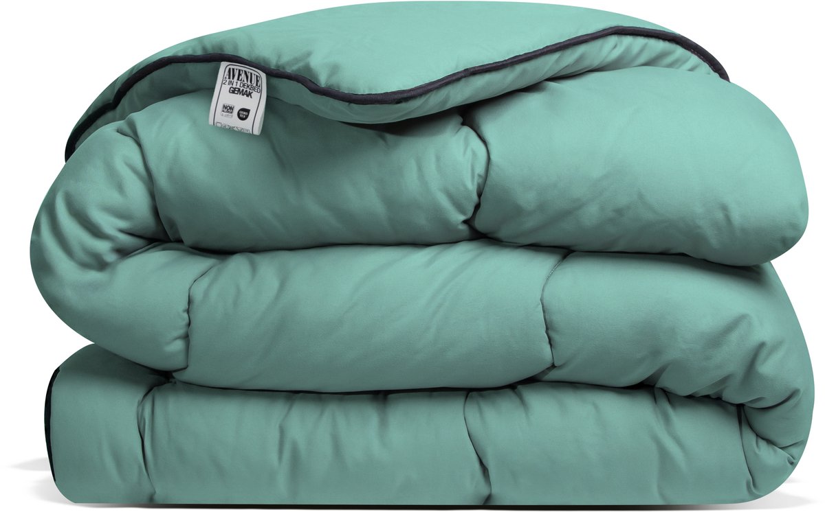 Avenue Luxe en makkelijk dekbed zonder overtrek – Hoesloos 1 persoons dekbed 140x200 cm – Anti-allergisch & hygiënisch – Wasbaar op 60°C – Wolkenzacht en soepel – Groen – All Year comfort zomerdekbed & winterdekbed - Special Edition