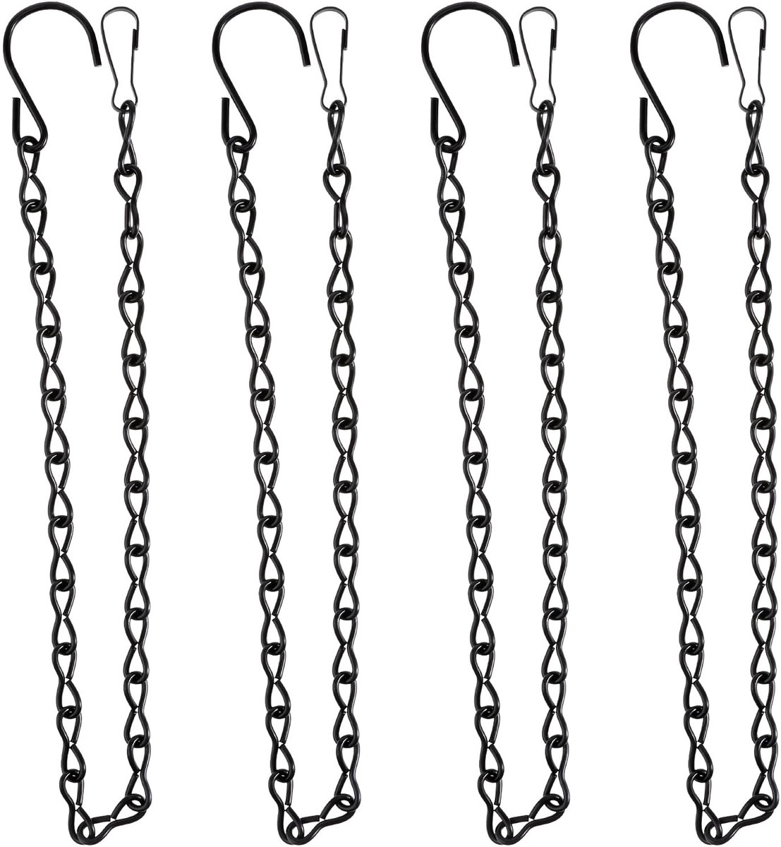 Plantenhangers met haken, 50 cm, hangmandkettingen, bloempotketting, zwart, metalen ketting, tuinplantenbeugel, voor vogelhuis, vogelvoederhuis, wilde vogelvoer, lantaarns, billboard
