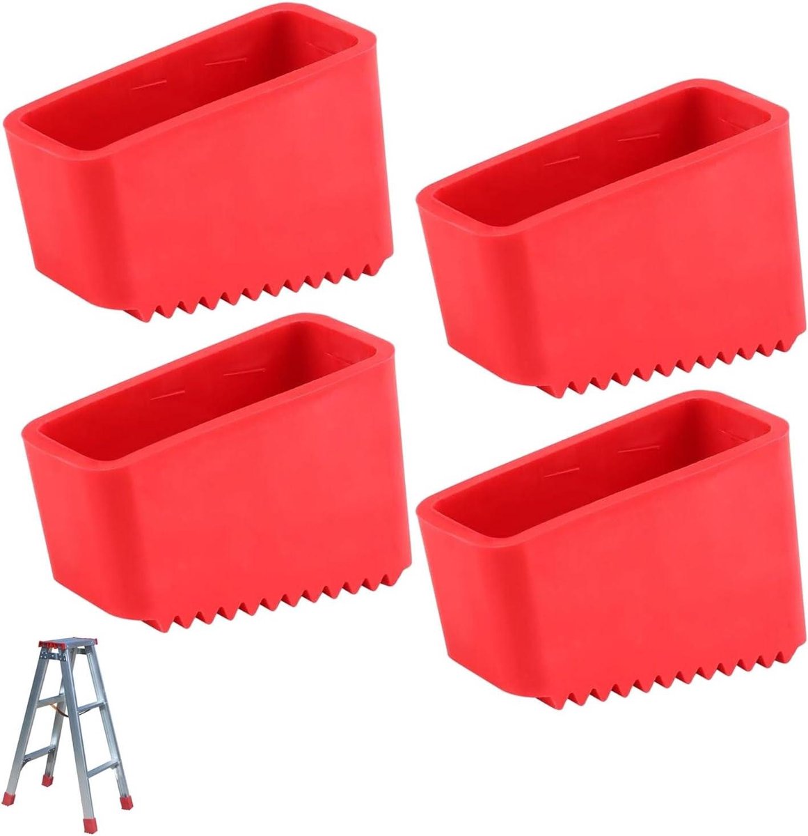 Ladderstabilisator - Laddervoeten Antislip - Ladder Stabiliseren - Verhoogt Grip - 50 x 20 mm - Rood