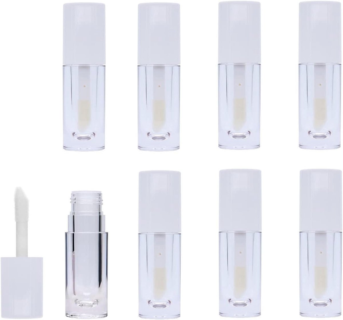 Cosmetica Tubes - Lipgloss Flesjes - DIY Make-up Maken - Met Rubberen Stoppers - 8 Stuks - Wit