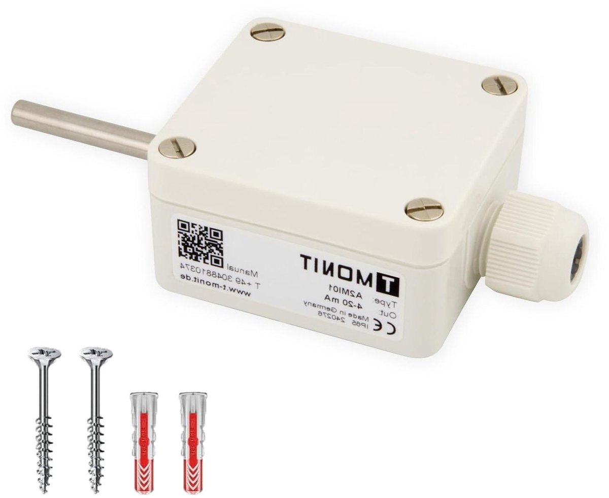 Temperatuur Omvormer - PT1000 Sensor - Industriële Meting - IP65 Waterdicht - 4-20 mA of 0-10 V - Grijs