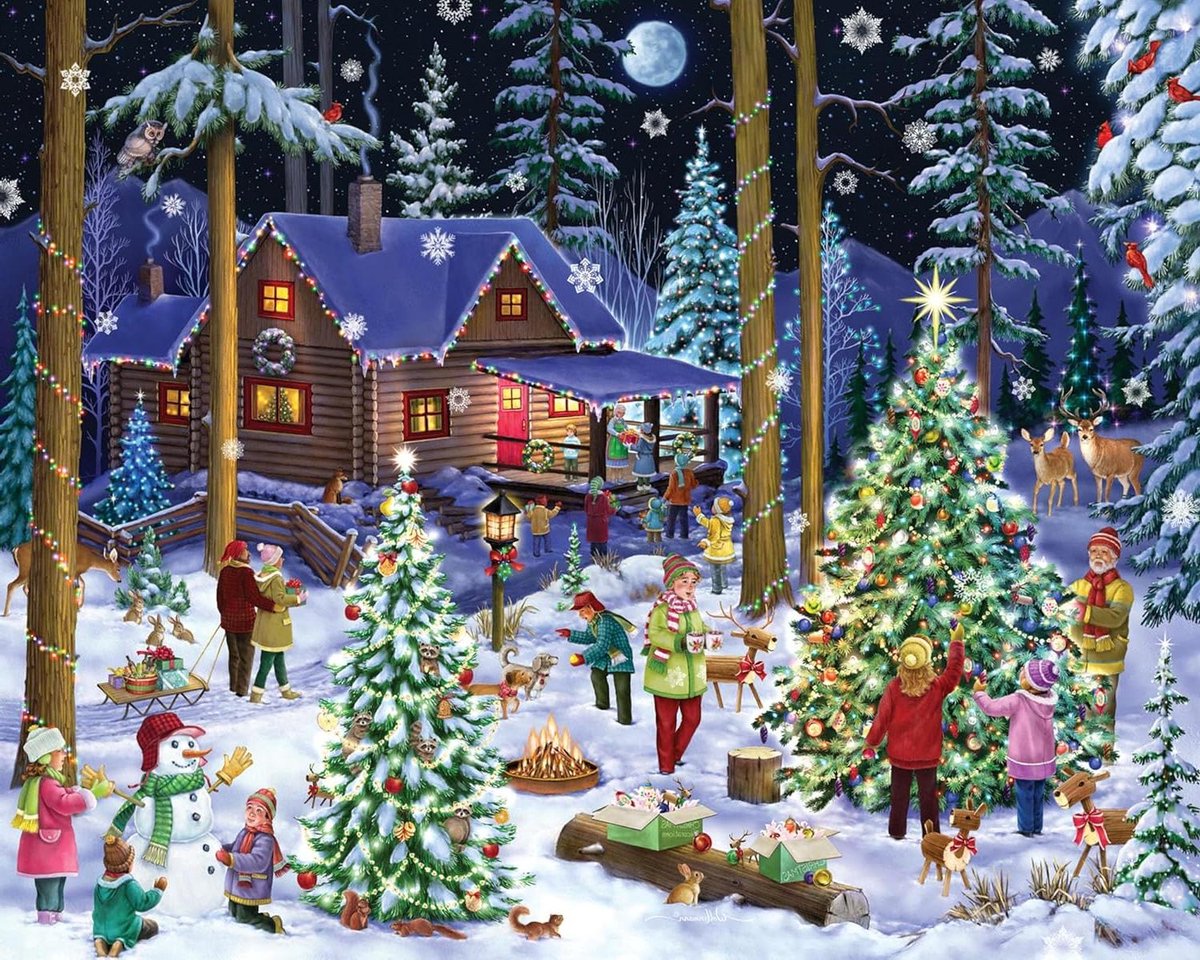 Kerstpuzzel 1000 Stukken - Legpuzzel Grote Stukken - Ontspannen Activiteit - Volledig In elkaar Grijpend - 76 x 61 cm