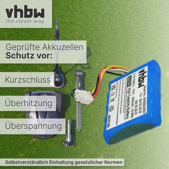 vhbw accu compatibel met Husqvarna Automower 315X, 315 (2015-2018), 310 (2015-2018) grasmaaiers (3400mAh 18,5V Li-Ion) van VHBW — afbeelding 5