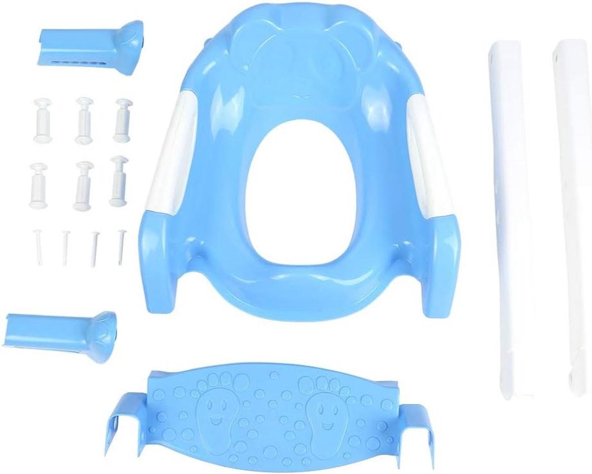 Kinder Toiletzitting - Potty Trainer - Zelfstandig Plassen - Verstelbare Hoogte - 55 x 36 x 40 cm - Blauw Wit