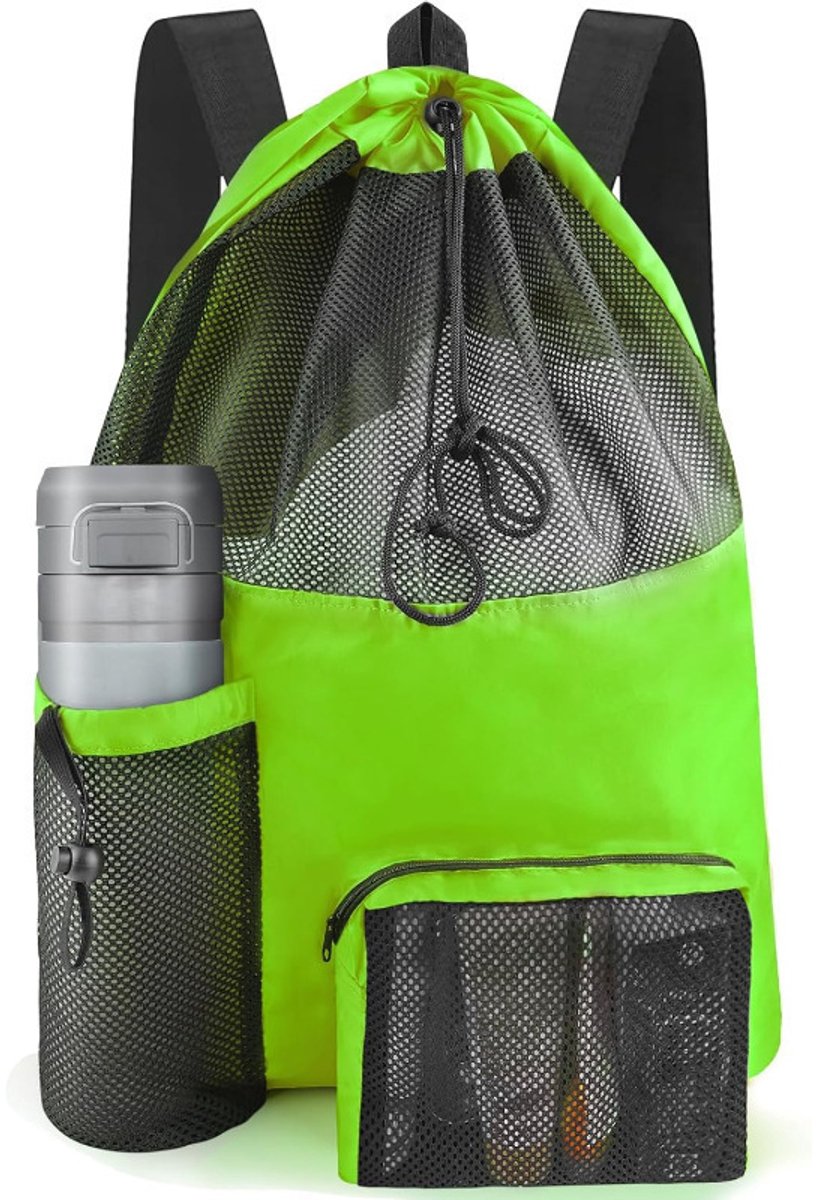 Zwem Mesh Strandtas - Waterdichte Gymnastiekzak - Grote Pooltas - Trekkoordrugzak - Voor Dames En Heren - Groen