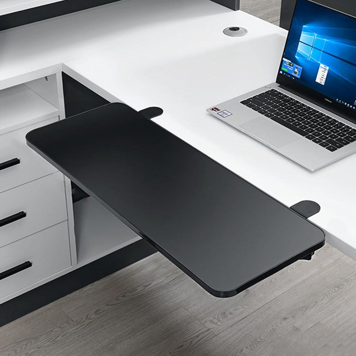 Bureau Toetsenbordlade - Bureauverlenging Toetsenbordplank - Werkruimte Optimaliseren - Zonder Boren te Monteren - 65 x 24 cm - Wit