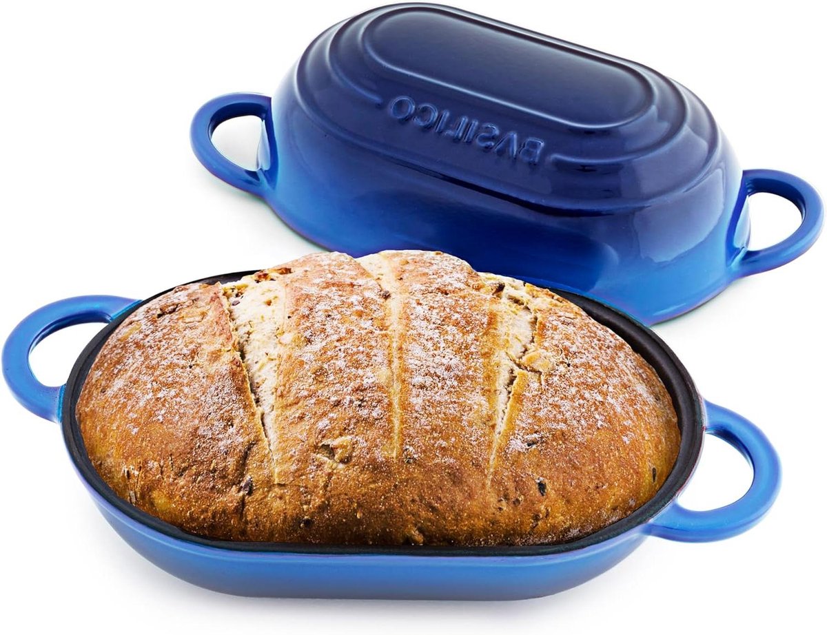 Gietijzeren Broodoven - Broodpan met deksel - Ambachtelijk Brood Bakken - Gelijkmatige Warmteverdeling - 30 x 30 x 15 cm