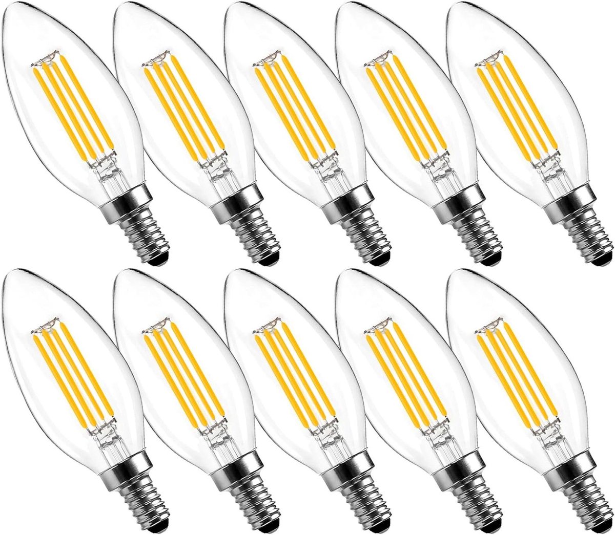 LED Kaarslampen - E14 Gloeilampen - Sfeerverlichting Creëren - Zichtbaar Gloeidraad Ontwer