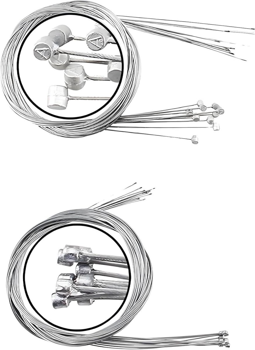 Fiets Kabelset - Remkabel Versnellingskabel - Fiets Onderhoud - Roestvrij Staal - 5+5 Stuks - Zilver