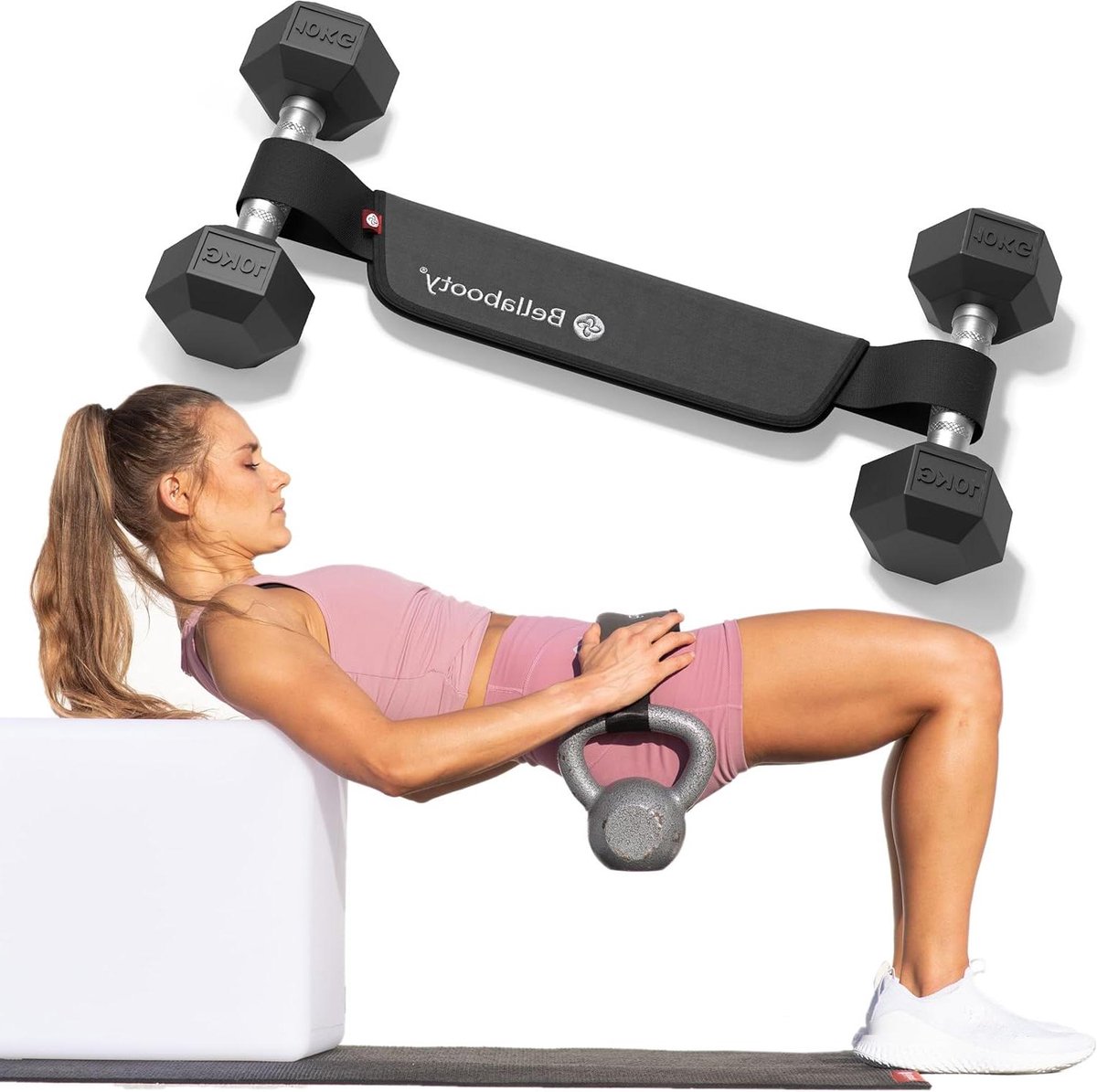 Heupstoot Riem - Booty Trainer Riem - Spierversterking Thuis - Gepatenteerd Slipvrij Ontwerp - 38 inch - Zwart