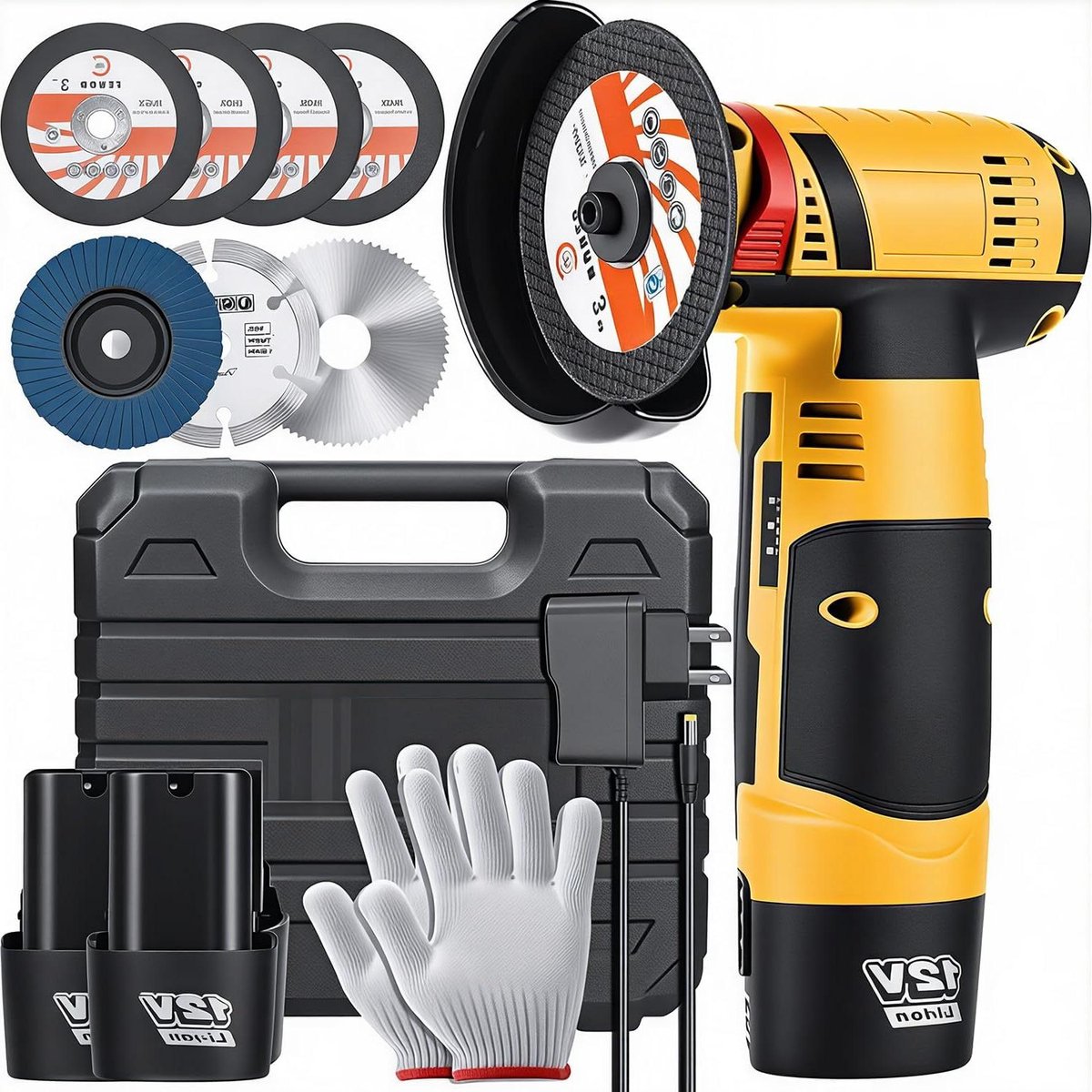 Mini Haakse Slijper - Accu Slijper - Snijden en Polijsten - Professionele Set - 76 mm - Oranje