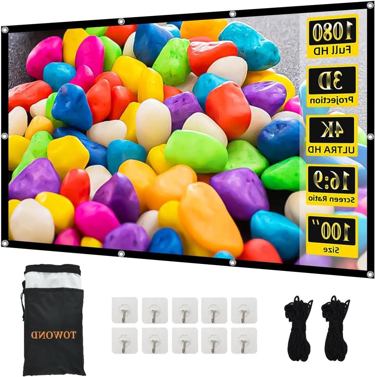 Projectorscherm - Beamerdoek Canvas - Thuisbioscoop Creëren - Kreukvrij Polyester - 100 inch - Wit