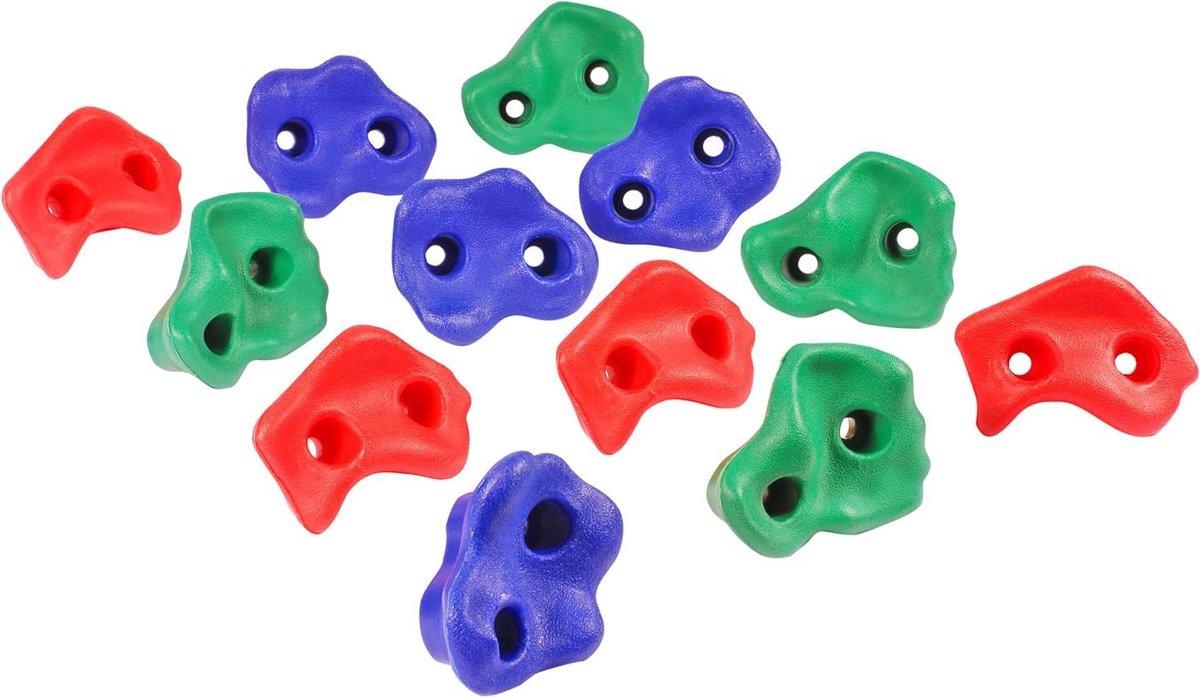 Klimgrepen set - Klimstenen Grepen - Kinderen Laten Klimmen - 3 Verschillende Vormen - 12 Stuks - Blauw Rood Groen