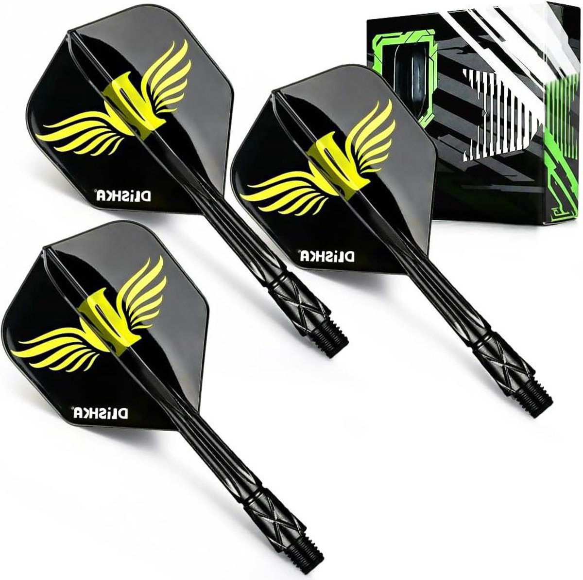 Dart Flights en Stems - Dart Accessoires Set - Precisie Worp Verbeteren - Geïntegreerd Ontwerp - 26 mm - Zwart