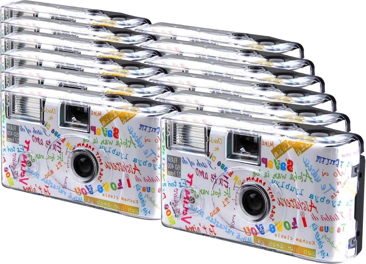 Wegwerpcamera - Feestcamera Bruiloftscamera - Foto's Maken - Met Ingebouwde Flitser - 12 Stuks - Wit