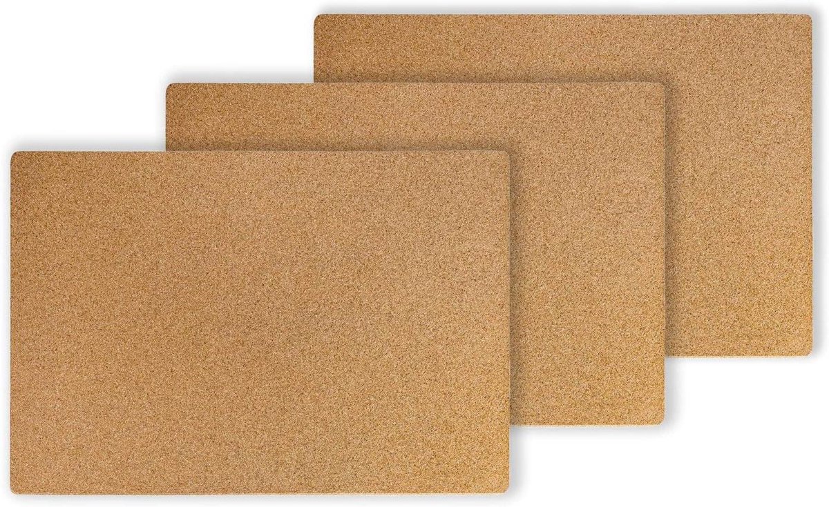 Bureauonderlegger Kurk - Bureaumat Set - Bureau Organisatie - 3-delige Set - 65 x 45 cm - Natuurlijk