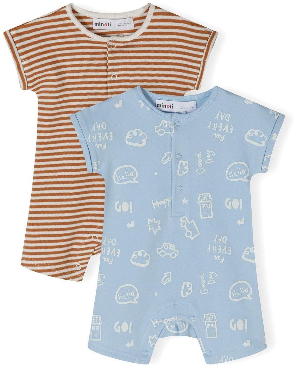 Minoti boxpak baby jongens 2-pack - jumpsuit kind 100% katoen