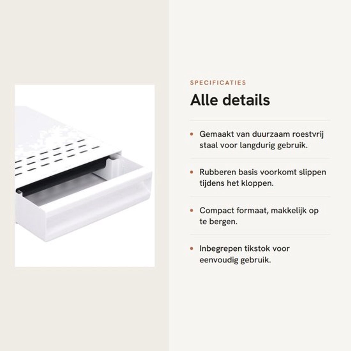 By shayne - Koffie Klopbox - Roestvrijstalen Koffiedik Houder - Wit