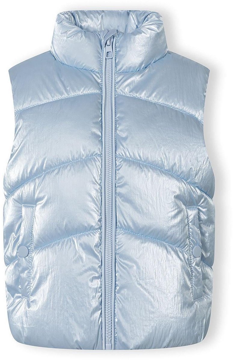 Minoti gewatteerde bodywarmer meisjes metallic gevoerd lichtblauw