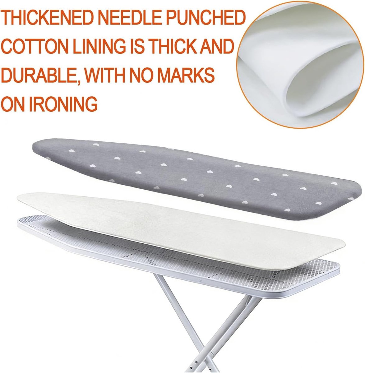 Strijkplankovertrek - M - 118-128 x 35-43 cm - Katoen met Dikke Polstering - Voor Stoomstrijkstation