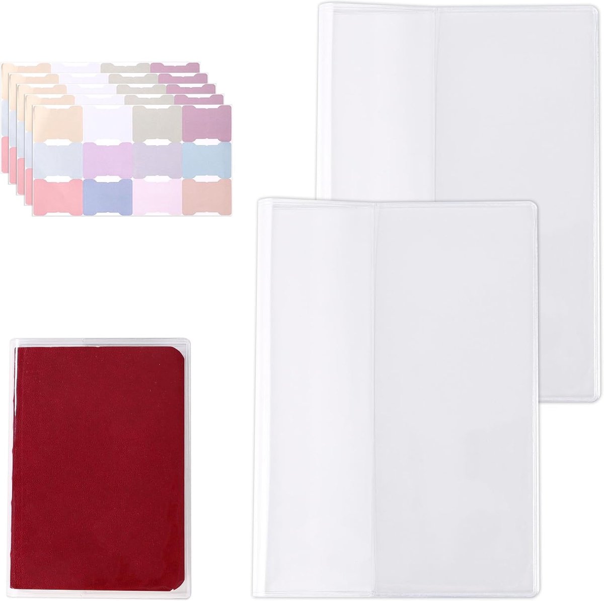 2st Helder Planner Hoes voor Hobonichi A6, 23x15,7cm Transparant PVC Planner Beschermhoes met 5 Blanco Label Stickers - ShopVlot