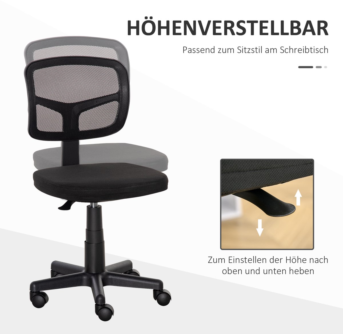 Bureaustoel-ergonomische bureaustoel - in hoogte verstelbare draaistoel - ruimtebesparend-zwart thumbnail 6