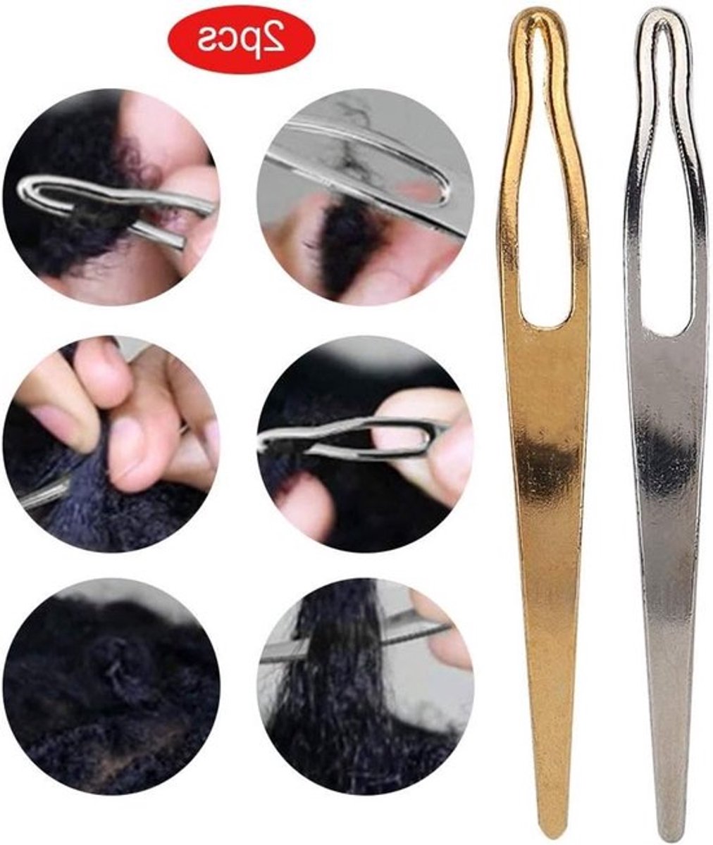 Dreadlock gereedschapset met 2 haaknaalden voor het creëren en repareren van dreads