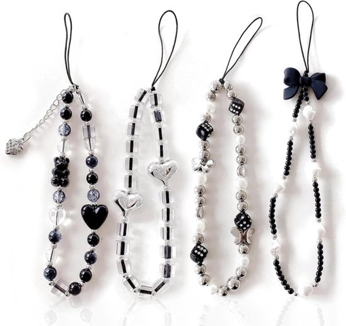 Stijlvolle Telefoon Hangers Set van 4, Korte Telefoon Ketting, Sleutelhanger Armband voor Camera en Mobiele Telefoon
