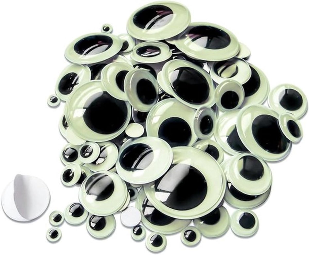 100 Stuks Zelfklevende Fluorescerende Plastic Googly Eyes van 6 tot 35mm voor DIY Scrapbooking en Creatieve Projecten