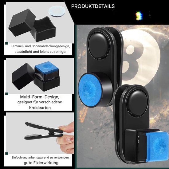 Biljartkrijthouder - Keu clip - Biljart training - Magnetisch ontwerp - Compact formaat - Zwart — afbeelding 5