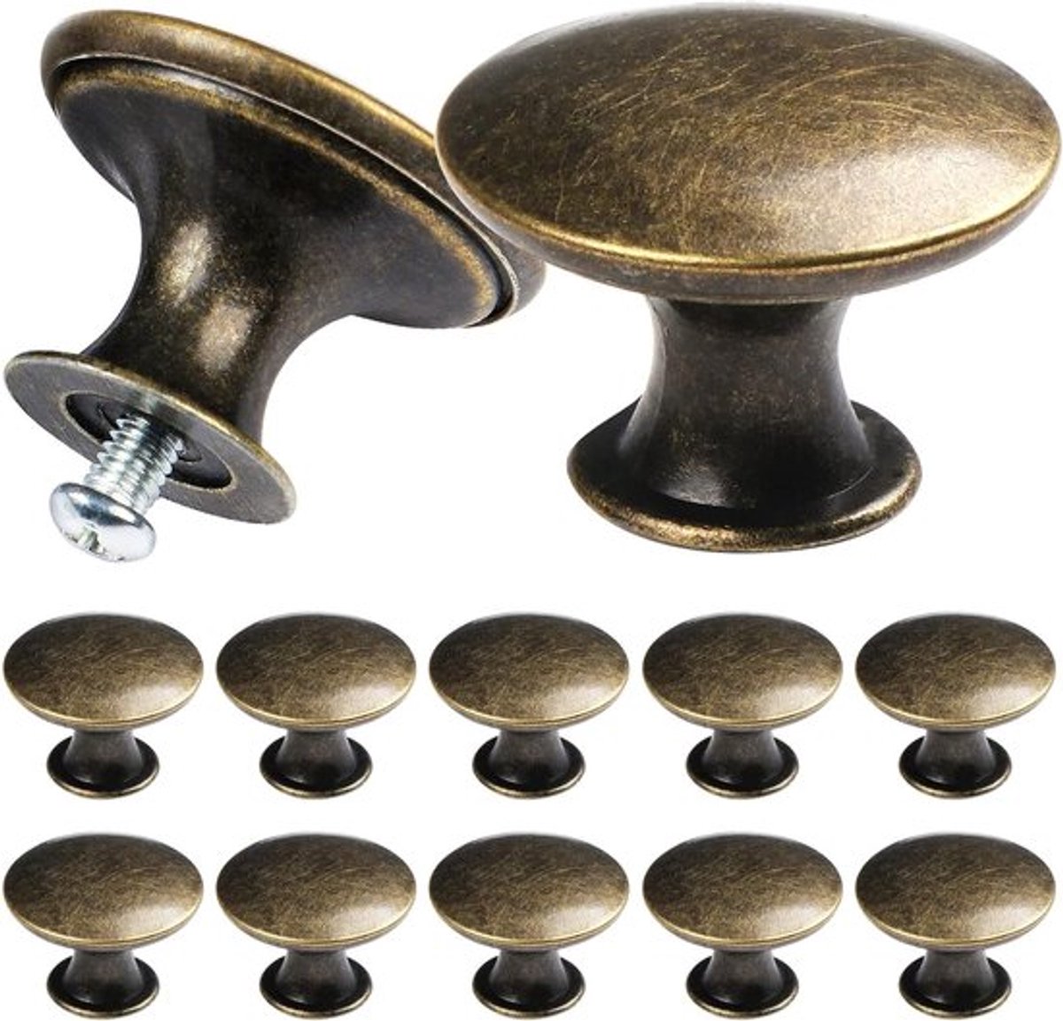 24 Stuks Vintage Kastknoppen, Chic Ladeknoppen, Antiek Bronzen Keukenhandgrepen, 30mm Ronde Meubelknoppen voor Interieurdecoratie