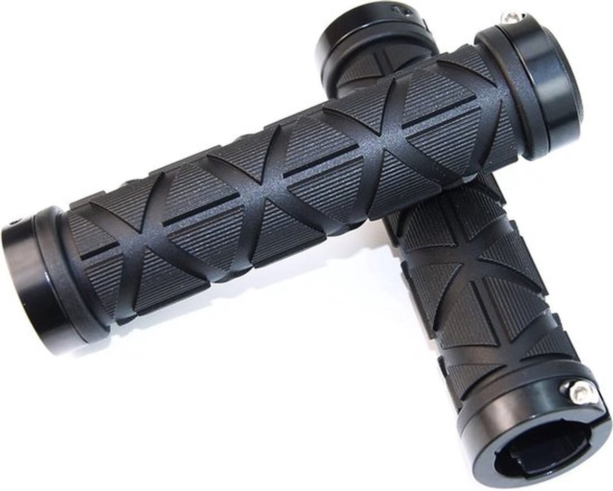 Zachte, niet-slip rubberen mountainbike handvatten voor downhill en MTB - Zwart, lock-on systeem