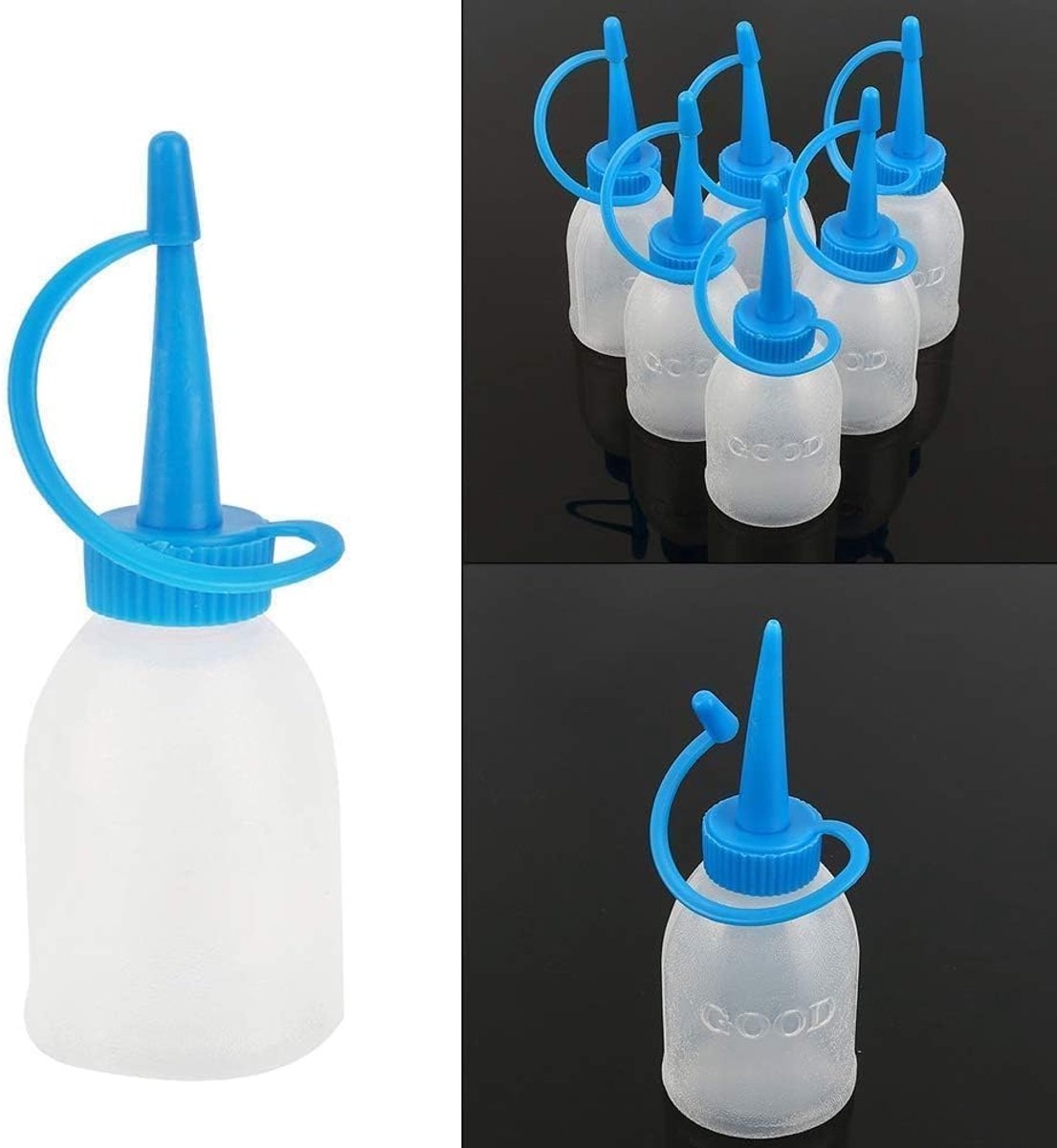 SnelShoppen - 6x 30ml Lijmflesjes - Industrieel Lijm Squeeze Flessen met Precisie Applicator - Perfect voor Hobby, Klussen en Creatieve Projecten