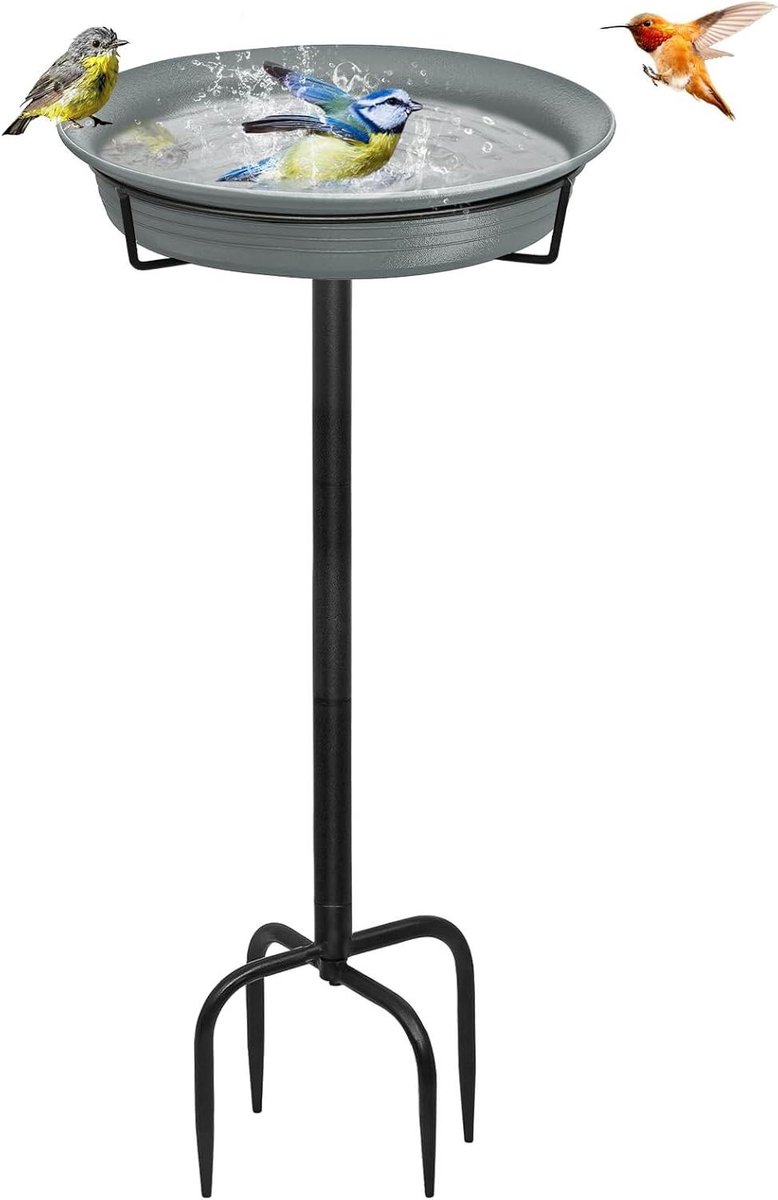 Vogelbad Tuin - Vogel Drinkbak - Vogels Voeren - Vorstbestendig Ontwerp - 90 cm Hoog - Zwart