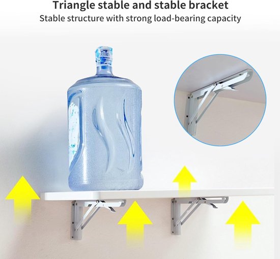 Wandtafel Klapbaar - Bureau Eettafel - Ruimte Besparen - Verdikte Tafelplaat - 60 x 30 cm - Wit — afbeelding 3
