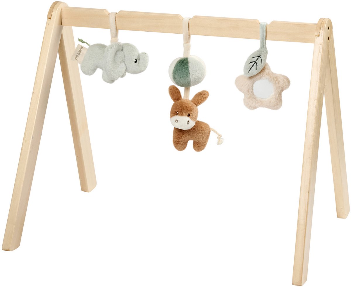 Nattou LouLou Houten Speelboog Baby - Baby Speelboog met Activiteiten - Baby Cadeau - 60 x 50 x 47 cm - Zachte Kleuren - Groen - Beige - Ecru