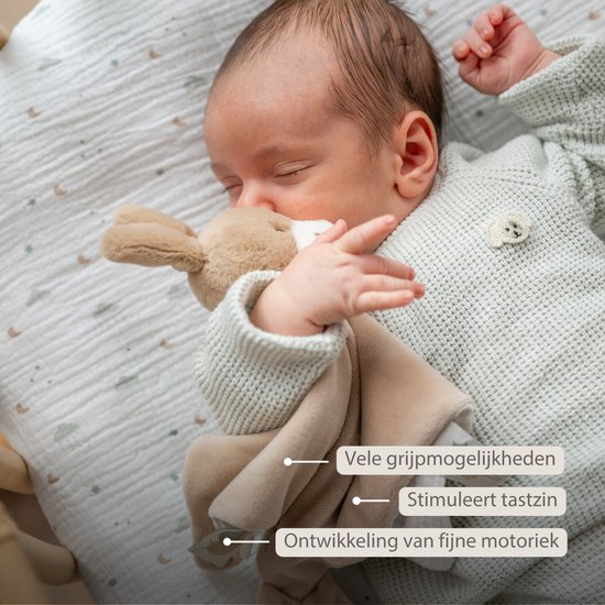 Nattou LouLou Baby Knuffeldoekje - Doudou Ezel - Baby Cadeau - 28 x 28 cm - Licht Karamel van Nattou — afbeelding 3