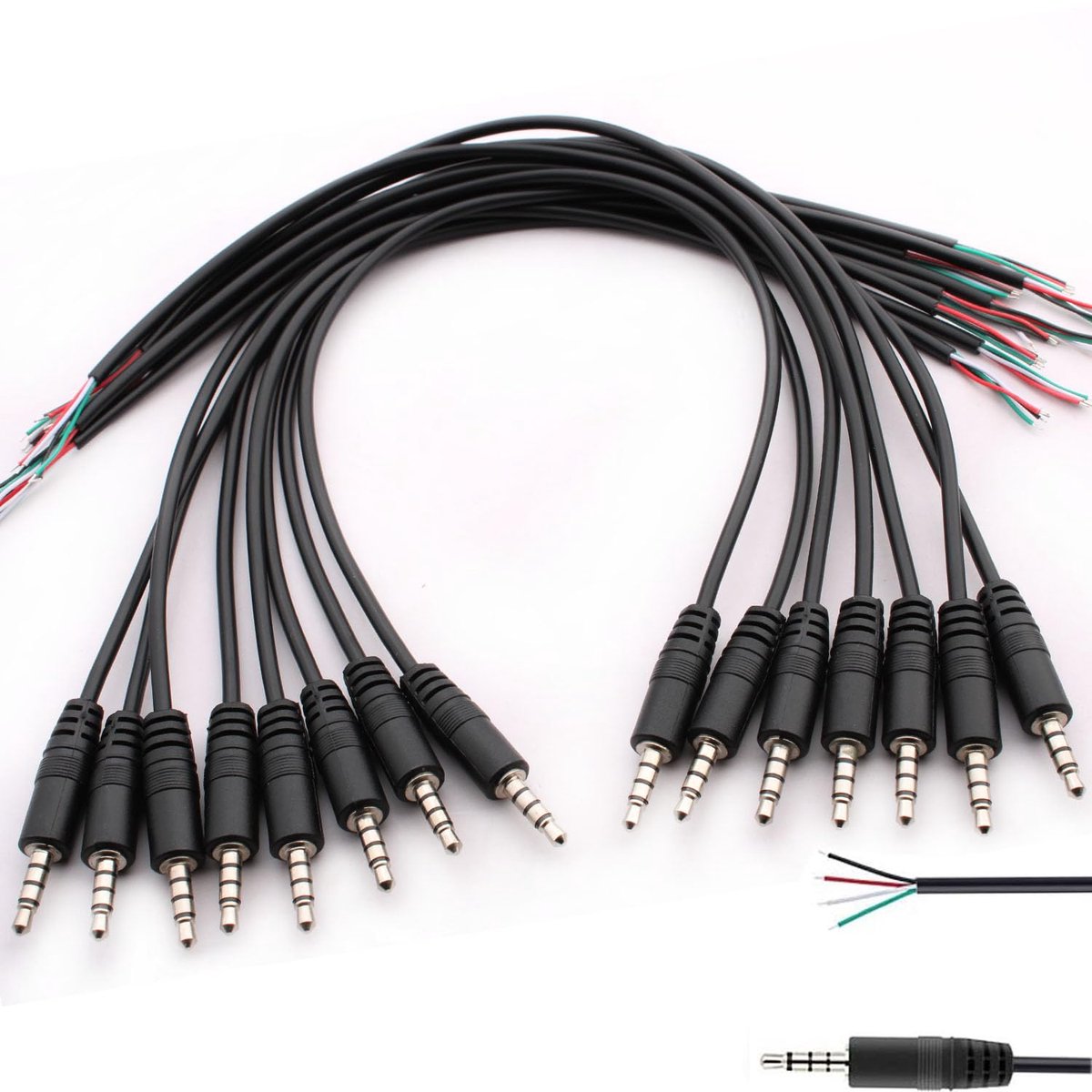 3.5 mm stereo jack 4 pin - 15 stuks - 30 cm kabel - ideaal voor hoofdtelefoonreparatie - ShopVlot