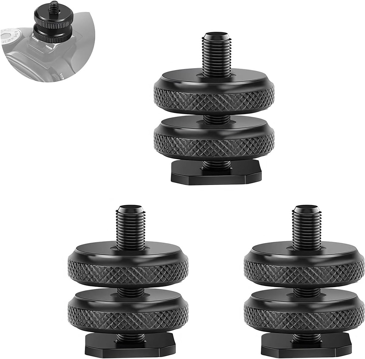 Hot Shoe Adapter 1/4 - 3pcs set - Zwart - Geschikt voor camera's en statieven - ShopVlot
