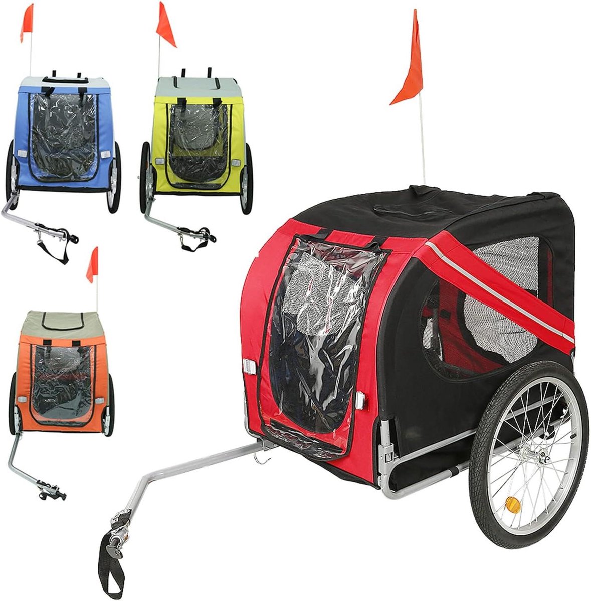 Dierenfietskar - Reisbuggy - Veilig Vervoer - 2-in-1 Functie - 40 kg - Rood Zwart