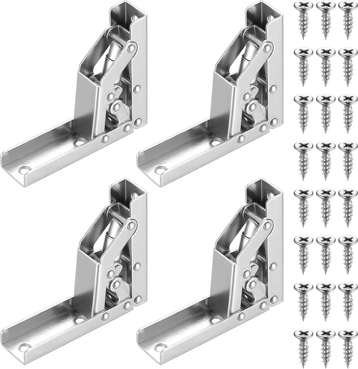 SnelShoppen - 4 Stuks Vouwtafel Poten, 90 Graden Zelfvergrendelende Vouwscharnieren, Vergrendelbare Uitschuifscharnieren voor Tafel, Bed, Werkbank Ond