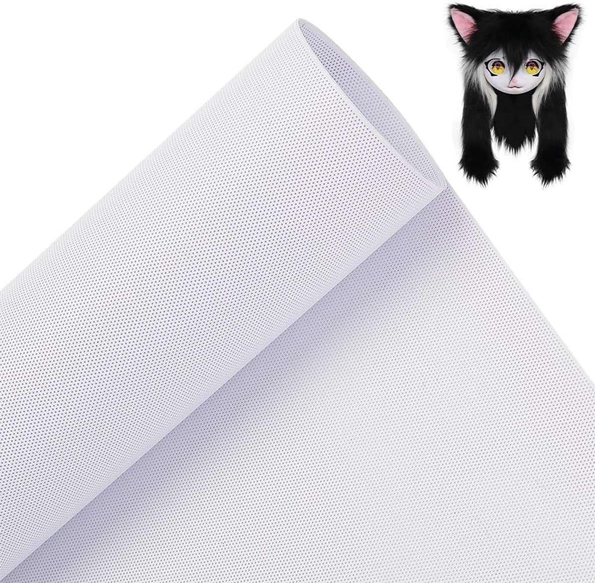 SnelShoppen - BENECREAT Fursuit Oognet, 100x30cm Wit PVC Sublimatie Net 0.5mm Waterdicht Printbaar Mesh voor Furries Cosplay, Kunstpoppen, Sculpturen,