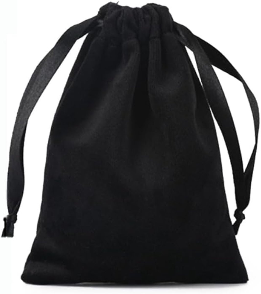 SnelShoppen - Velvet Tas 1 Stuk 22 x 25 cm Katoenen Tas met Trekkoord voor Sieraden, Bruiloft, Kerst, Verjaardag, Feest, Doop, Communie, Zwart