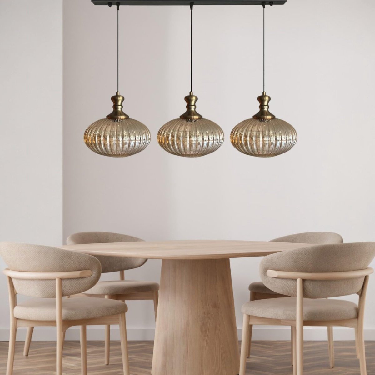 Bamyum Elegant hanglamp Ø30 cm, hanglamp vintage, industrieel van metaal en glas E27, woonkamerlamp hangend, eettafel, keukenlamp