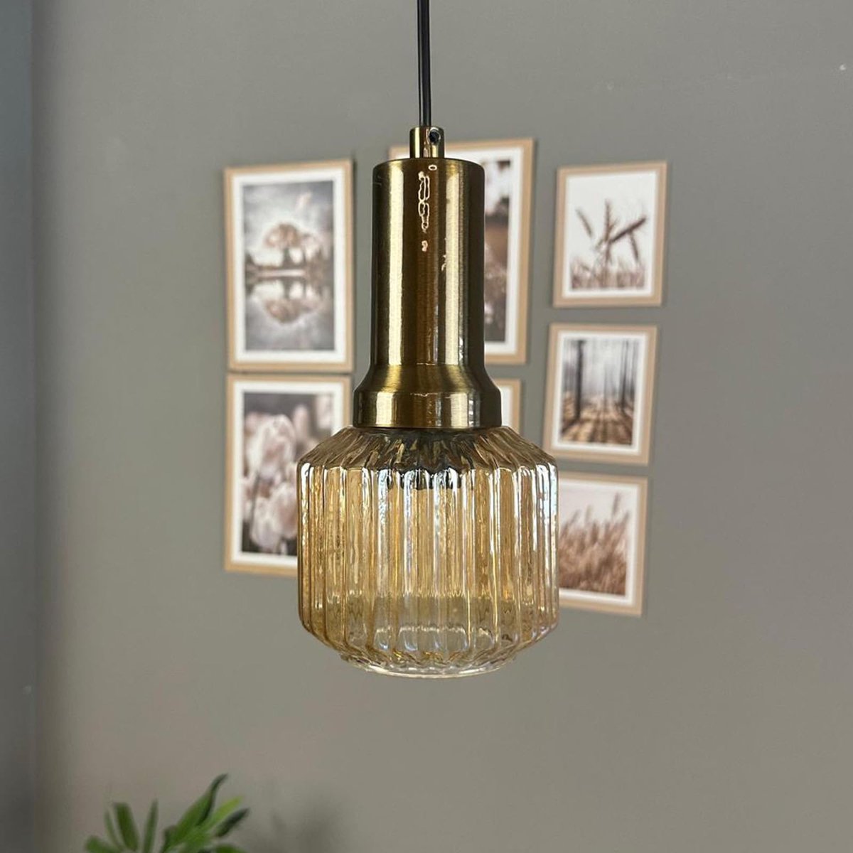 Bamyum Jerno hanglamp Ø11 cm, hanglamp vintage, industrieel van metaal en glas E27, woonkamerlamp hangend, eettafel, keukenlamp