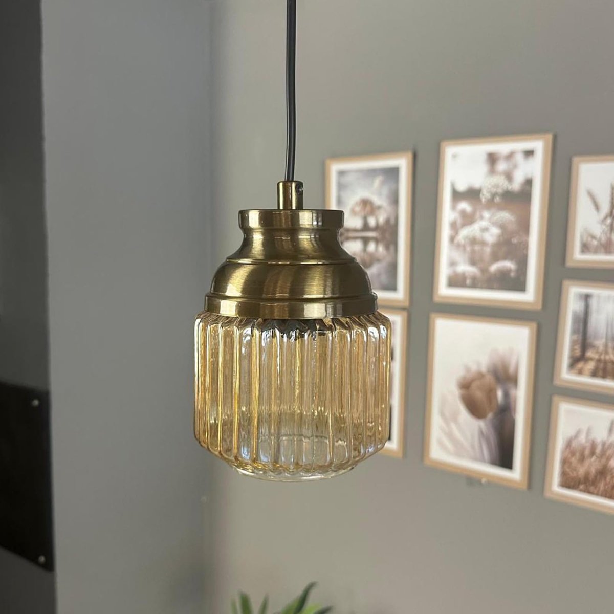 Bamyum Jerno hanglamp Ø11 cm, hanglamp vintage, industrieel van metaal en glas E27, woonkamerlamp hangend, eettafel, keukenlamp
