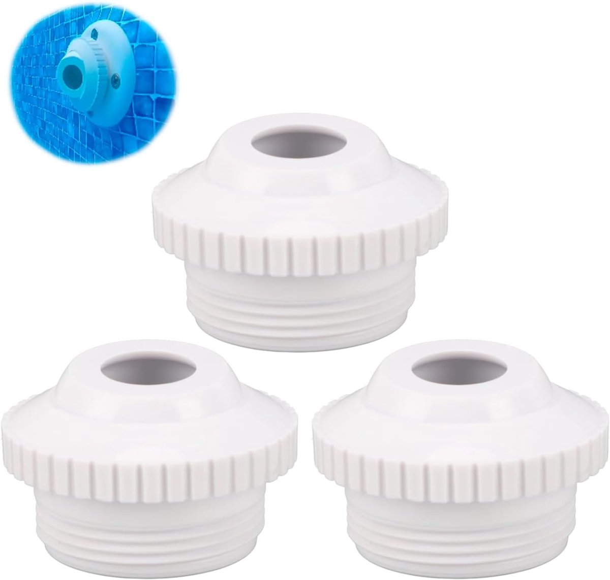 SnelShoppen - 3Pcs Zwembad Jet Mondstukken Set Plastic Directionele Stroom Inlaat Fitting 1.85 Inch Mannelijke Draad Rotatie Oog Hydrostream Terugvoer
