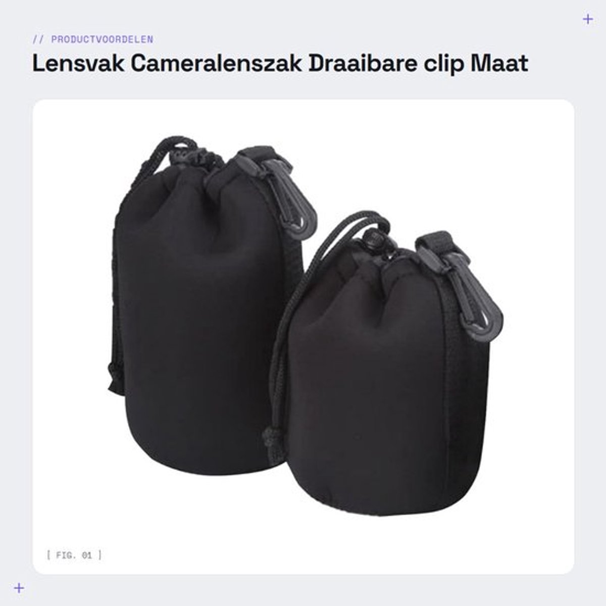 Lenstas M/L - 2-pack - Beschermtas voor Cameralenzen - Verstelbaar Trekkoord - Zacht Pluche - Schokbestendig Materiaal - Cameratas