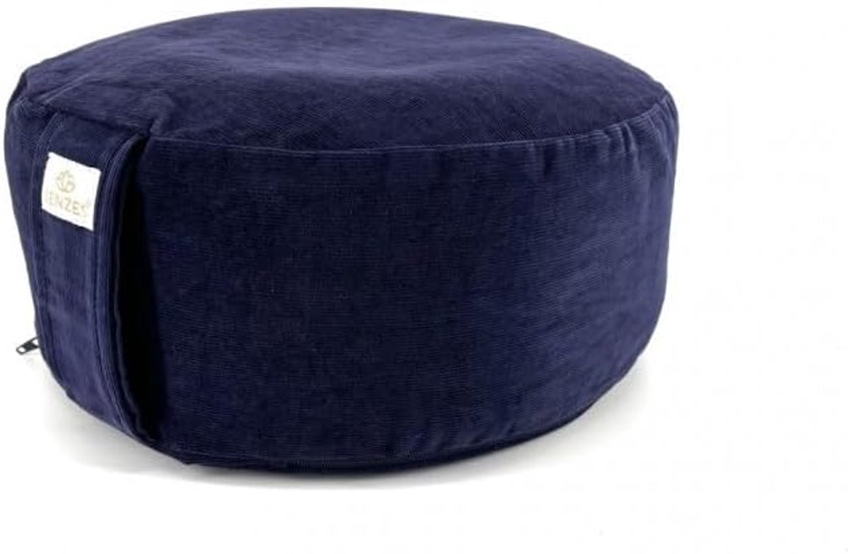 SnelShoppen - Meditatiekussen Corduroy 33x15 cm - Navy - Professionele Kwaliteit - Wasbare Buitenhoes - Buckwheat Vulling - Ideaal voor Yoga en Medita