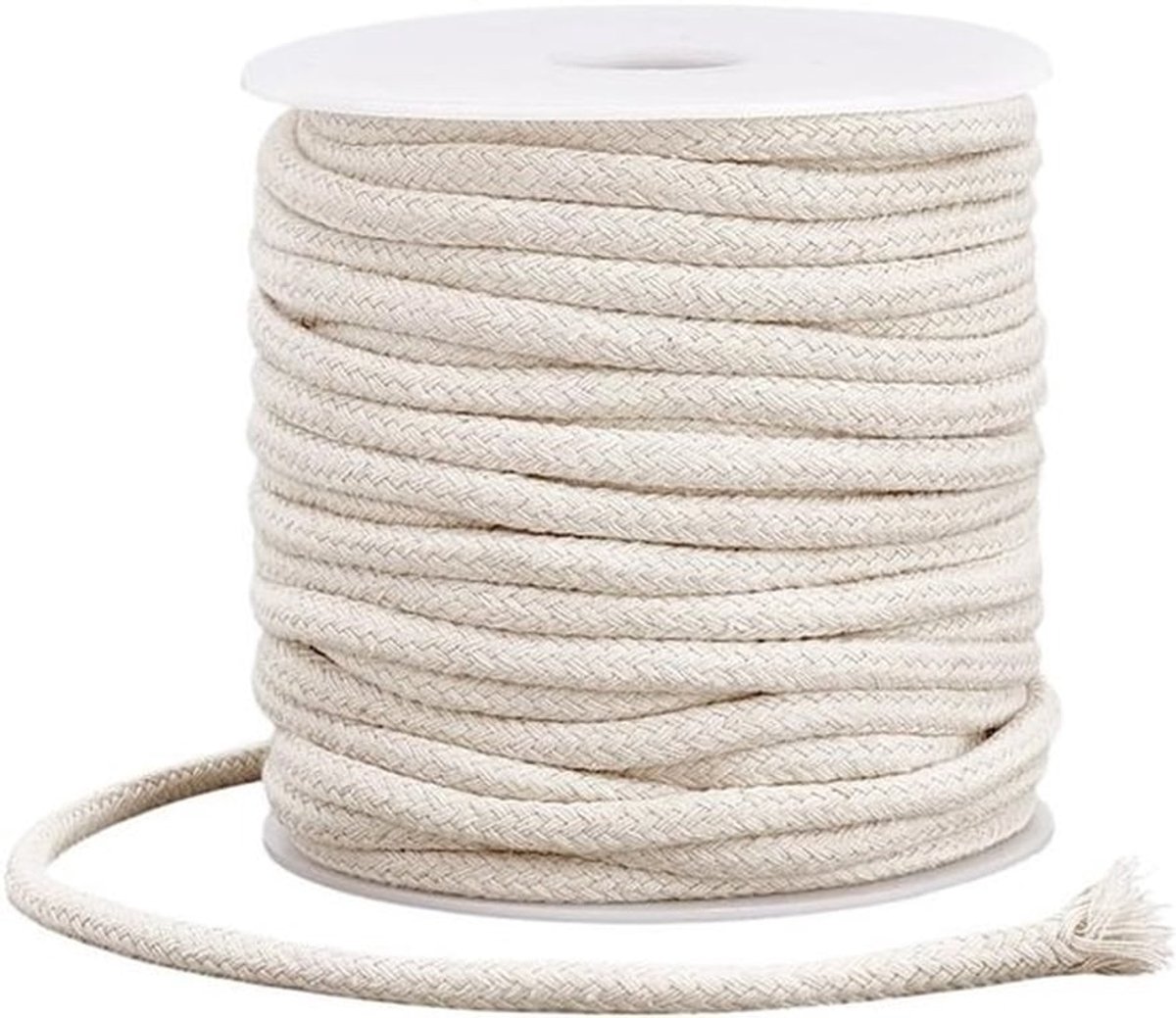 27 meter 5mm Katoenen Touw voor Macramé, Trekkoord en Creatieve Knutselprojecten - Wit Natuurlijk Katoen voor Kussens en Breiwerk
